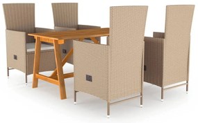 vidaXL Set mobilier de grădină, 5 piese, bej