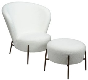 Fotoliu alb cu tapițerie din țesătură bouclé Orbit – DAN-FORM Denmark