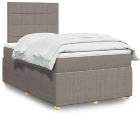 vidaXL Pat box spring cu saltea, gri taupe, 120x200 cm, textil