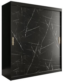 Dulap de haine 180 cm Marbelo T (mat negru + marmură neagră). 1064545
