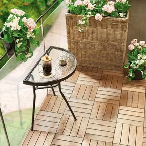 Masă de balcon semirotundă - din sticlă cu structură metalică