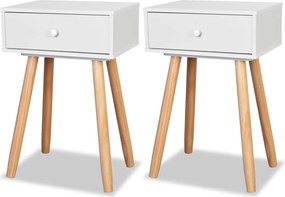 vidaXL Noptiere din lemn masiv de pin 2 buc, 40 x 30 x 61 cm, alb