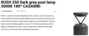 Mini Stalp LED iluminat exterior simetric 180º IP65 RUSH 25cm 3000K CASAMBI