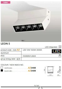 Spot LED aplicat directionabil de tavan/plafon LEON 5 alb ZZ AZ3488