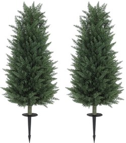 HOMCOM Set de 2 plante artificiale, chiparosi artificiali cu 831 de frunze fiecare, versatil, Verde | Aosom Romania