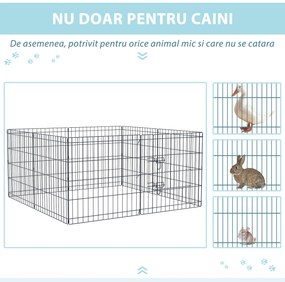 Tarc tip plasa pentru animale PawHut, 8 bucati 61x61cm, negru | AOSOM RO