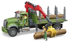 Camion Lemne Mack Granite Cu Macara De Incarcare, Graifer Si 3 Busteni, Bruder