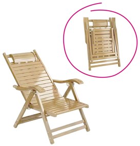 Scaun de grădină reglabil, natural, bambus, URSEL