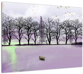 Tablou - Barcă pe lac (70x50 cm)