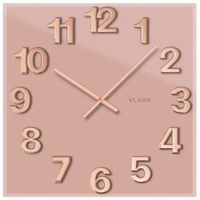 Ceas de perete Vlaha VCT1108 din sticlă 40 x 40 cm, roz