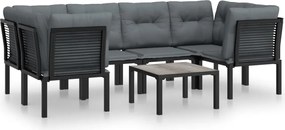 vidaXL Set mobilier de grădină, 7 piese, negru și gri, poliratan