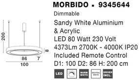 Pendul LED dimabil design modern MORBIDO alb 100cm