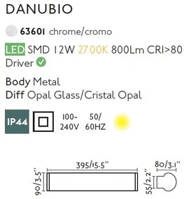 Aplica LED pentru oglinda baie moderna IP44 DANUBIO 12W