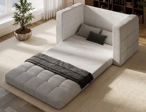 Canapea Kastol , alb bouclé extensibil, 137x71x74 cm – Royal 01