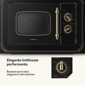Klarstein Victoria 20, cuptor cu microunde încorporabil, 20 l, 800 W, grill: 1000 W, negru