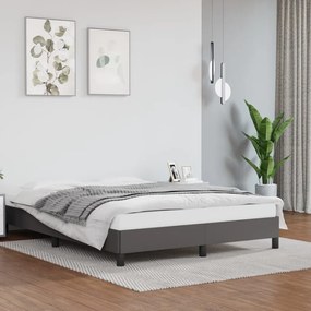 346902 vidaXL Cadru de pat, gri, 140x190 cm, piele ecologică