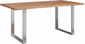 Masă lemn masiv Dining Morris Stejar Picioare Oțel Inoxidabil - 300x120