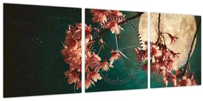 Tablou - Sakura în luna plină (cu ceas) (90x30 cm)