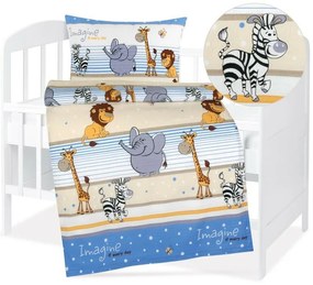 Bellatex Baby crepe lenjerie de pat Agata Safarialbastru, 90 x 135 cm, 45 x 60 cm