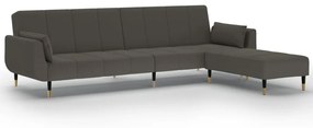 3081798 vidaXL Canapea extensibilă 2 loc. taburet/2 perne catifea gri închis