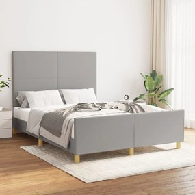 Cadru de pat cu tablie, gri deschis, 140x200 cm, textil Gri deschis, 140 x 200 cm, Design simplu