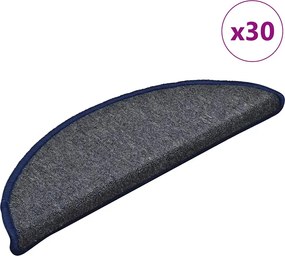 vidaXL Covorașe pentru scări, 30 buc., 56x17x3 cm, gri închis și albastru, semirotunde