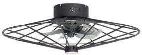 Ventilator de tavan negru 62cm incl. LED Dimmable cu telecomandă - Yaran