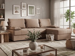 Coltar extensibil de colt VENORIA SLIM, bej, reversibil, 200x143 cm + 2 perne GRATUIT