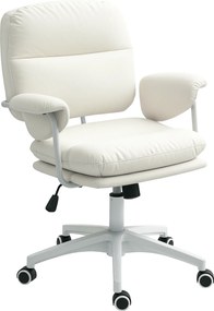 HOMCOM Scaun pentru birou reglabil pe înălțime cu pernă moale și tapițerie din piele ecologică, roți flexibile și funcție de înclinare, Alb | Aosom Romania