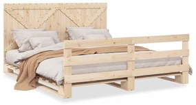 3281579 vidaXL Cadru pat cu tăblie 200x200 cm, lemn masiv de pin