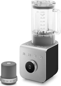 Blender Smeg Collezione BLC02BLMEU, 1400 W, 1,5 l, 22 000 rpm, 5 programe, 9 viteze, Măcinare gheață, Oțel inoxidabil, Negru/Inox