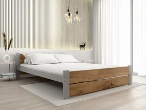 Pat dublu IKAROS DOUBLE 140 x 200 cm, stejar artisan/gri Saltele: Cu saltele Coco Maxi 20 cm, Somiera pat: Cu lamele drepte