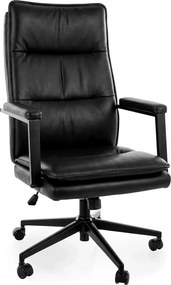 Scaun birou Q-091, negru, piele ecologică, 62x48x111 cm