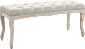 HOMCOM Bancă de Pat Vintage cu Butoni, Bancă Capitonată cu Picioare din Lemn, 110x40x48 cm, Bej | Aosom Romania