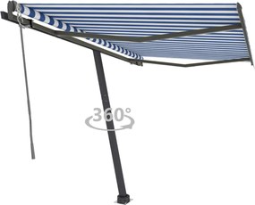 vidaXL Copertină autonomă retractabilă automat albastru&alb 350x250 cm