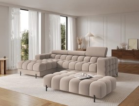 Taburet Tapitat cu Picioare Ferivo, beige plush – Sola 18