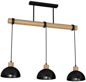Lustra cu 3 pendule design vintage ERIK lemn, negru MLG-MLP7226