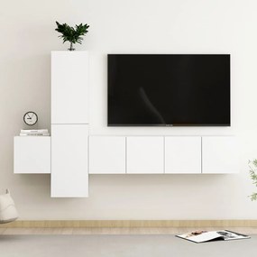 Set dulapuri TV, 5 piese, alb, PAL Alb, 60 x 30 x 30 cm, 1