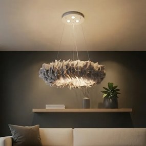 Brilagi - Candelabru LED suspendat pe cablu FEATHER 3xE27/40W/230V + 3xLED/3W Ø 50 cm, gri