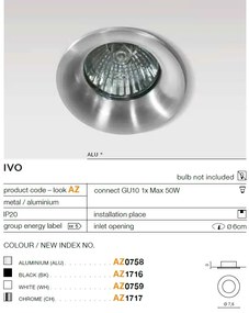 Spot incastrat tavan/plafon Ivo 1 aluminiu