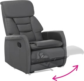 Fotoliu pentru relaxare, piele ecologică gri, KOMFY