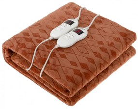 Patura electrica dubla Camry CR 7436, 2x60W, 150x160cm, Protectie la supraincalzire, 8 setari, Maro