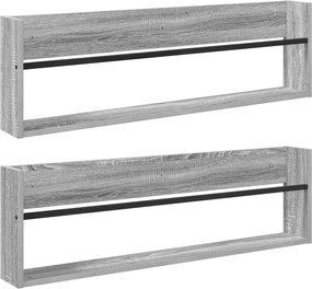 vidaXL Raft pentru reviste cu raft 2 pcs Gri Sonoma 100 x 12 x 30 cm