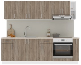 Set haaus V17, Stejar Sonoma Inchis/Alb, Blat Thermo 28 mm, L 240 cm