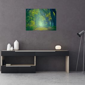 Tablou pe sticlă cu drum dea lungul cu copaci (70x50 cm)