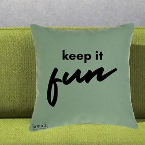 Perna Decorativa Keep It Fun, 40x40 cm, Verde, Husa Detasabila, Perna Inclusa, BEKZ®