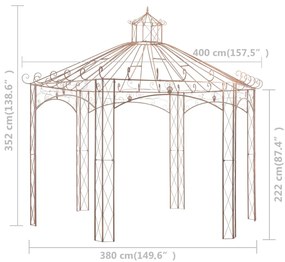 Pavilion de gradina, maro antichizat, 4 m, fier Maro, 4 m