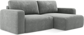 Colțar gri extensibil/cu spațiu de depozitare cu tapițerie din chenille (cu colț pe partea dreaptă/cu șezlong) Kona – Makamii