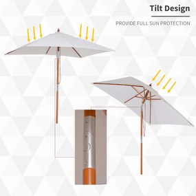 Outsunny Umbrelă de Grădină cu Mecanism de Înclinare, Design Clasic, 2x1.5m, Bej | Aosom Romania