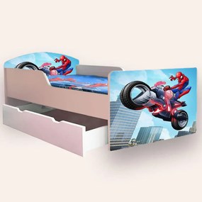 Patut copii de gradinita cu Spider Man 3 Mic 2-6 ani 130x60 cm varianta cu sertar Fara saltea CMG51893594784084